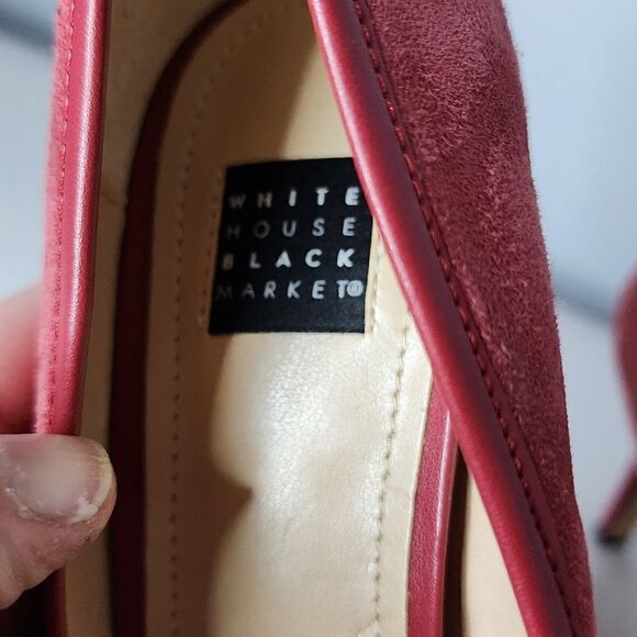 White House Black Market Hayden Fire Quartz Red Suede Pumps Size 5 New - Picture 3 of 7